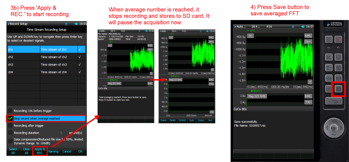 Record Time Waveform and Save its Spectra on CoCo-80X